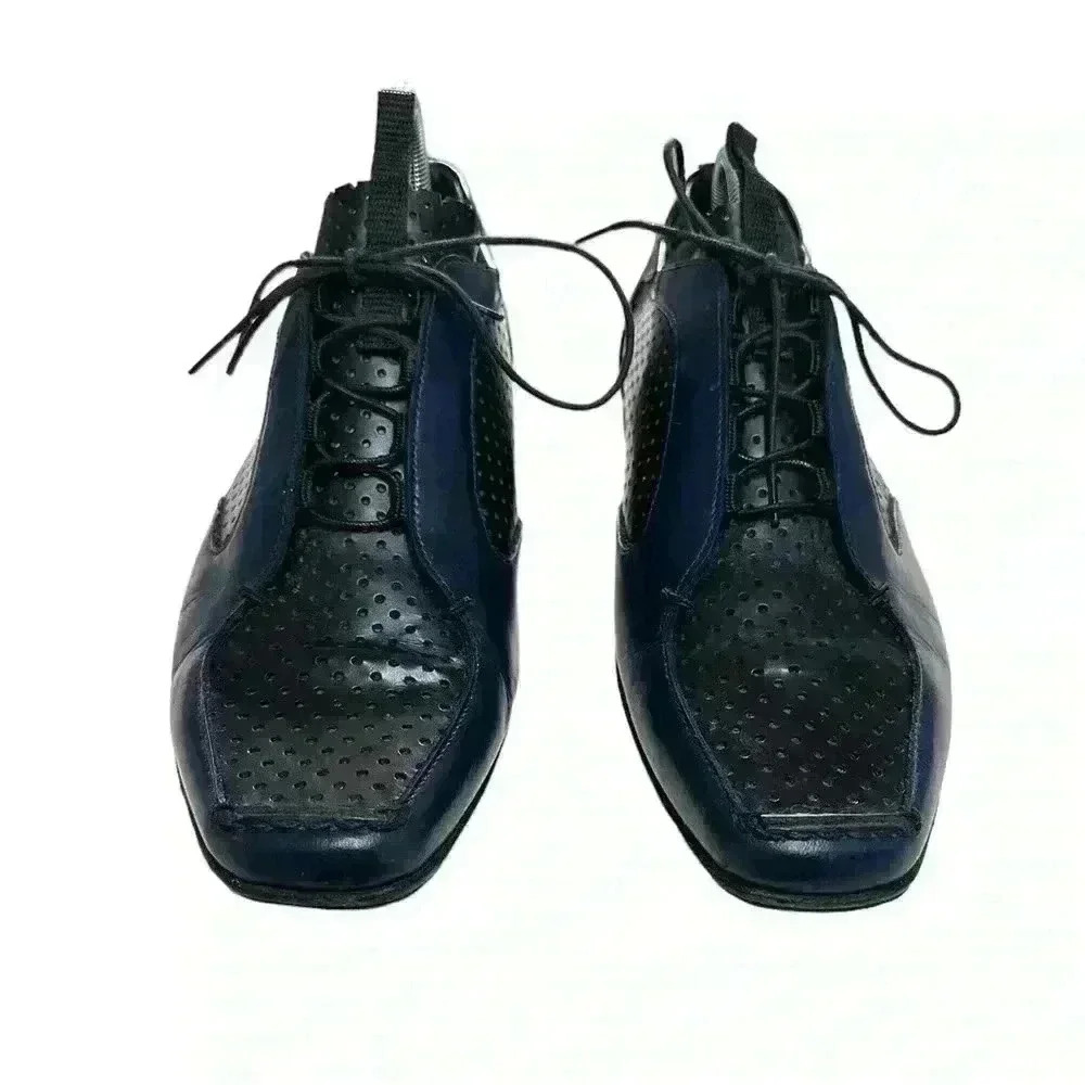 Prada Perforated Leather Bowling  Shoes Vintage 2000 - Picture 3 of 7